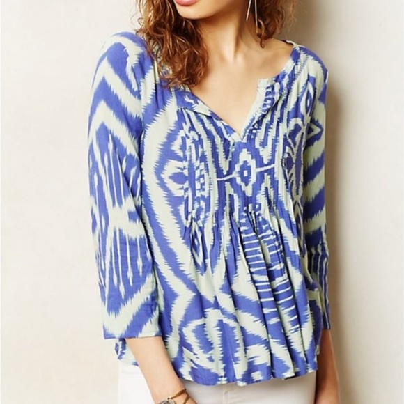 Anthropologie Tops - Anthropologie Vanessa Virginia Ikat Blouse Size 12
